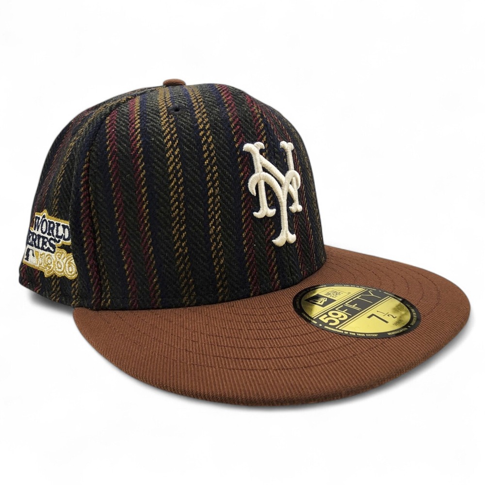 New York Mets Herringbone 2 Tone Hat New Era 59FIFTY Fitted Cap Size 7 1/2 NEW